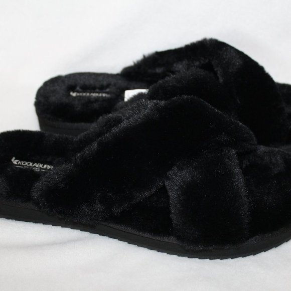 UGG KOOLABURRA‎ BLACK FUR SLIPPER SANDALS NEW! - Picture 5 of 7